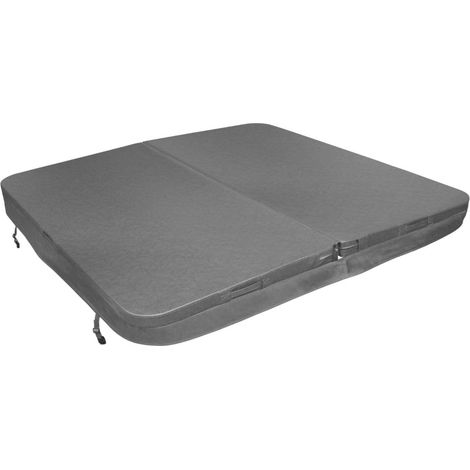 Housse de Spa 220 x 220 cm Gris Rigide Imperméable Cuir PVC Mousse 25 kg/m3 Canal C Galvanisé Résistante UV et Moisissures 4 Sangles à Clés 6 Poignées (1/5)
