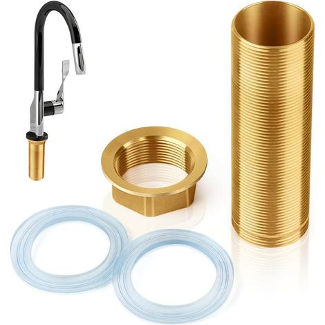 Kit de Réparation de Robinet, Tuyau Fileté d'Extension Wasserhahn Verlängerte Hohe 1 Robinet Mitigeur Kit D'accessoires de Fixation Filetés en Laiton pour Réparation de Robinet (1/5)