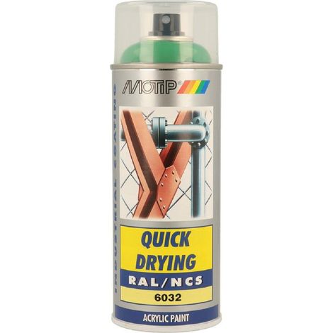 PEINTURE SECHAGE RAPIDE RAL ACRYL RAL6032 BRILLANT AEROSOL 400ML MOTIP (1/2)