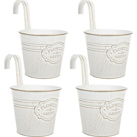 Set aus 4 großen weißen Hängevasen