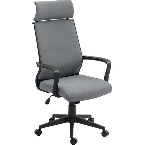 MEUBLIV Sedia da ufficio ergonomica grigio scuro con poggiatesta e braccioli (1/5)