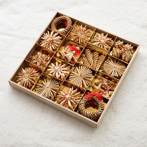 Christmas tree decorations, set of 56 straw stars (1/4)