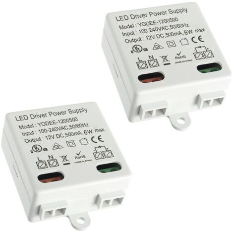 12V/DC 6W Mini LED Transformateur pour Lampes LED Basse Tension 12V ou Autres Sources d'alimentation Petit et Plat Sans Exigences de Charge Minimale(2 Paquet) (1/5)