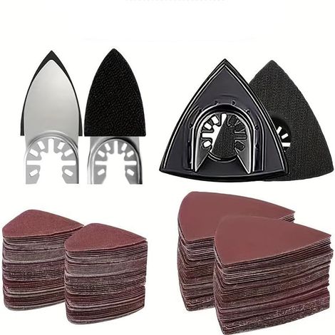 104 Stück Multi-Tool-Schleifpadset, 2 Stück Dreiecks-Schleifpads und 2 Stück Finger-Schleifpads - 100 Stück Schleifpapier mit 5 Körnungen für vielseitiges Schleifen