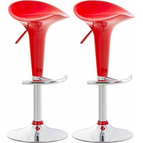 Set di 2 sgabelli da bar di design rossi con altezza girevole e regolabile TDB10030