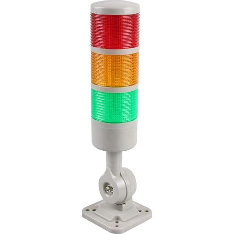 Luces LED de torre de señal, lámpara de columna de advertencia industrial, Andon con base giratoria, conmutable constante/intermitente, 12 V 24 V CC (3 capas, con zumbador) (1/5)