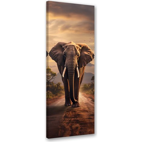 Tableau sur toile Éléphant qui marche 30x90 (1/5)