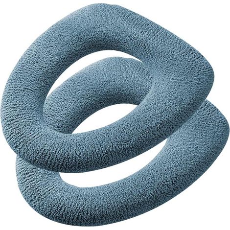 Lot de 2 housses de siège de toilette plus épaisses – Tissu doux, épais, extensible, lavable, installation facile, housse de siège de toilette confortable (1/5)