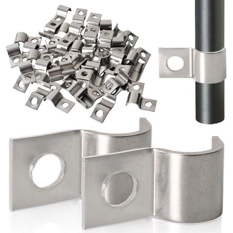 40 Pièces Attache de Fixation pour Tube en U, Collier de Serrage Inox Clips Cable Monotrou Collier de Fixation Ø 10 mm, pour Tuyaux (1/5)