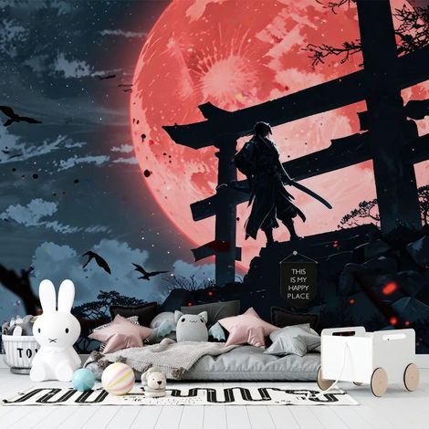Papier Peint Japonais - Lune de Sang - 150 x 250 cm (1/2)