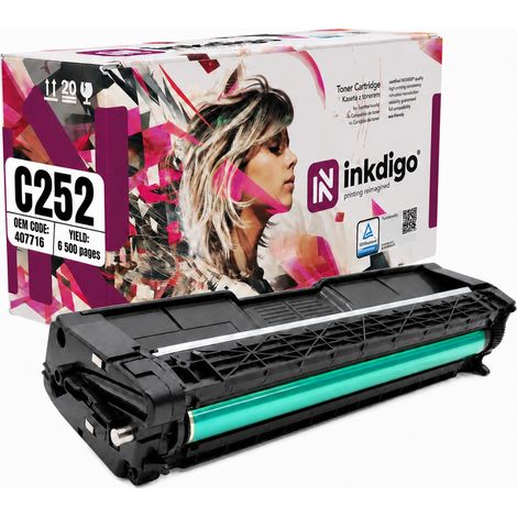 Tóner Inkdigo 407716 compatible con Ricoh SPC252dn, SPC252sf y SPC262DNw. Certificado por TÜV. (1/5)