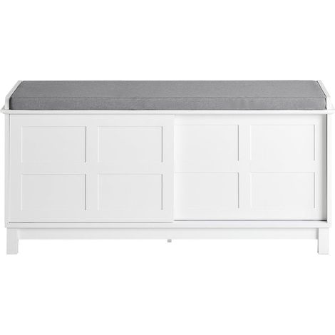 Banco Zapatero con 2 puertas correderas Banco de almacenamianto con cojín acolchado de asiento 114 x 40 x 53 cm FSR86-W SoBuy ES