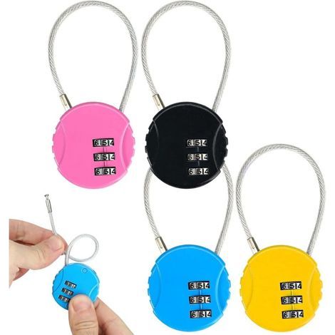 4 Pièces Cadenas Valise Avion, Petit Code 3 Chiffres, Couleur pour Voyage Bagages (1/4)