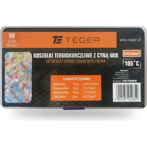 Set mit Schrumpfschlauch und Zinnversiegelung, Teger Mix, 50 Stück (1/3)