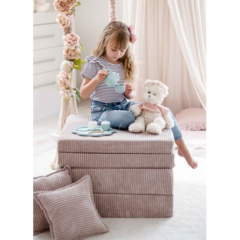 Canapé de jeu miniature Montessori Comfort en velours côtelé rose clair (1/5)