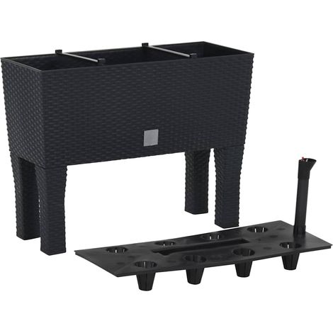vidaXL Raised Garden Bed Anthracite 60x25x46 cm PP Rattan (1/5)