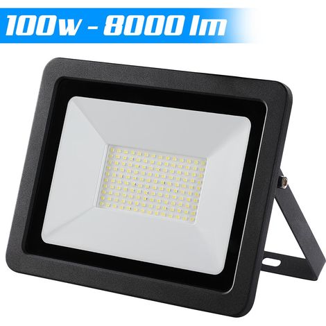 Faro Led 100W Luce Alta Luminosita 8000lm Faretto Esterno Slim Bianco Freddo