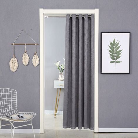 Panneaux Rideaux Occultants à Oeillets Fenêtre Isolant Thermiques Solid Lourd Bloqué Lumière Decoration pour Enfant Chambre Salon Toilettes Bureau 150x190cm(Gris) (1/3)