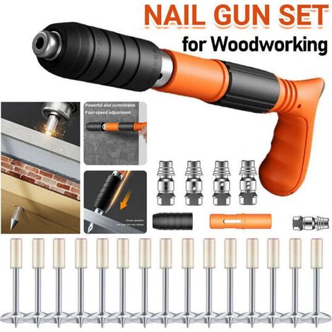 Druckluftnagler Mini – manuelle Nagelpistole mit 4 Gängen, leicht & kompakt, geräuscharm, für Holzbearbeitung, Kabelverlegung & Montage, inkl. 50 Nägel, 30 cm, 7,3 mm, Kunststoff/Metall (1/5)