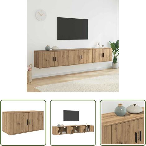 Wohnzimmermöbel - Wand-TV-Schrank Set 3 pcs Artisan-Eiche 80 x 34,5 x 40 cm (1/5)
