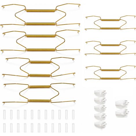 7 Pièces Cintres Invisibles pour Assiettes Murales, Crochets à Ressort Support pour Assiette Murale, Laiton Accroche Assiette Murale, Support pour Assiettes Art Mural (1/5)