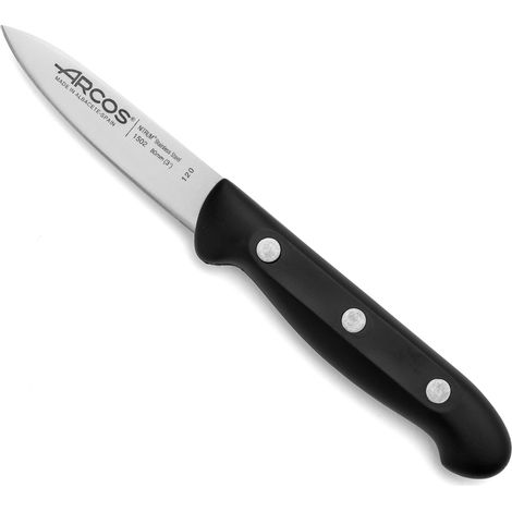 Cuchillo Mondador Arcos Maitre 150200 de acero inoxidable Nitrum y mango de polipropileno con hoja de 8 cm en blíster
