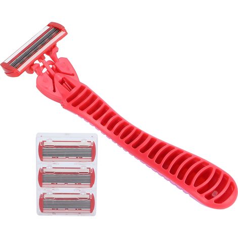 Rasoir pour femmes, épilation à 3 lames, tondeuse beauté pour aisselles, jambes et corps, rouge (1/5)