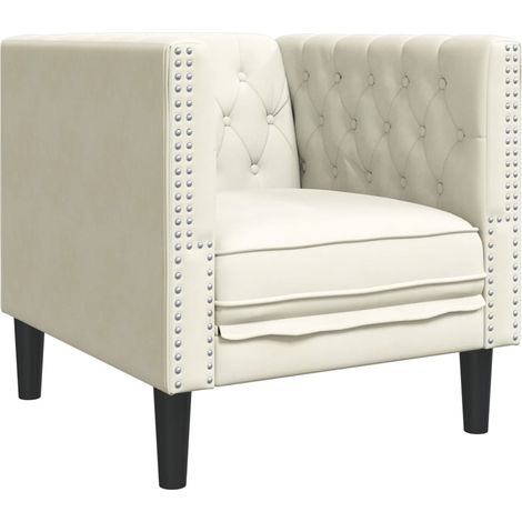 Fauteuil de Salon,Chaise,Fauteuil Chesterfield crème velours CFW536752 (1/5)