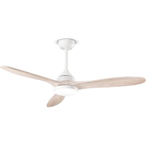 Ventilatore da Soffitto Serie 7171 in Metallo Bianco con Motore DC 26W, LED 18W Dimmerabile e Telecomando Incluso - Perenz