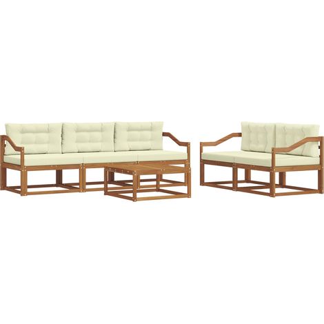 Outdoor Sofa Set with Cushion 6 pcs Natural and Cream vidaXL
