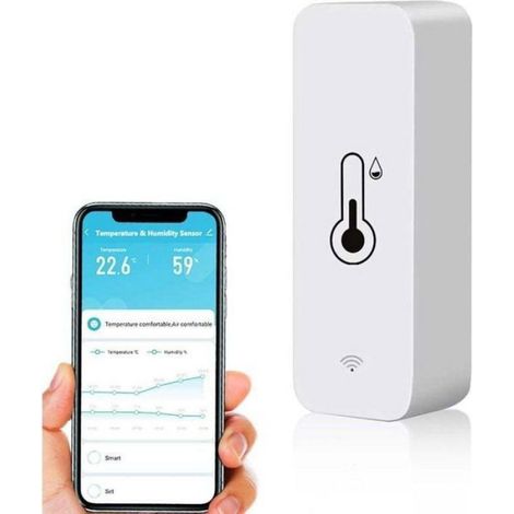 Capteur Temperature Humidite Wifi - Compatible Alexa Google Assistant - Stockage Donnees Gratuit - Export Donnees - 1 Unite
