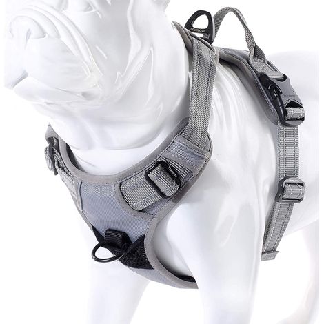 Harnais de poitrine pour chien, accessoires pour chien, harnais avec poignée (gris, taille S) (1/3)