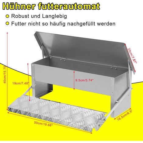 Wolketon Futterautomat Hühner mit Anti-Rutsch-Pedale 5KG Futterspender Automatische für Geflügel (1/2)