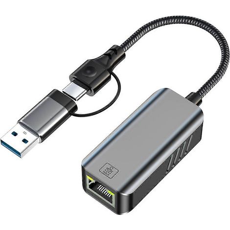 Carte réseau filaire 5G, adaptateur USB/Type-C vers câble Ethernet RJ45 Gigabit Ethernet filaire (1/5)