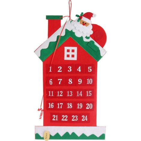 Casetta del calendario dell'Avvento in feltro, 60 cm - Decorazione natalizia con 24 scomparti nascosti (1/3)
