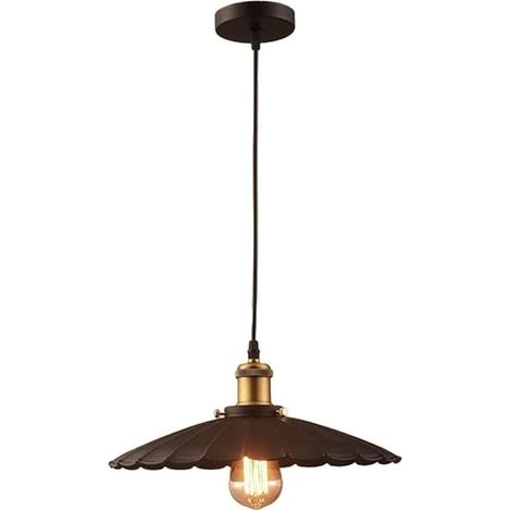 Suspension ultra-fine en métal, suspension Frisbee noire, luminaire E27, suspension rustique, plafonnier industriel rétro for salon et salle à manger (1/5)