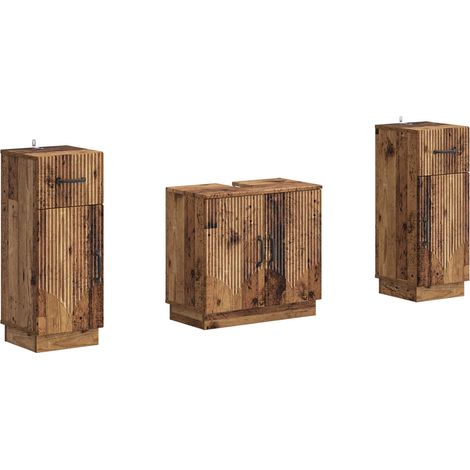 Maison Exclusive - Set di armadietti da bagno in 3 pezzi HOORN Legno antico (1/5)