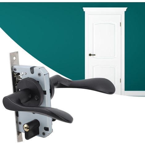 Serrure de porte en aluminium spatial, serrure de porte intérieure, serrure de chambre noire à double battant, serrure à poignée, serrure de porte intérieure noire sable à double battant (1/5)