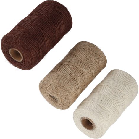 Corde en Jute Tressée Naturelle 3 Pièces - DIY, Décoration et Emballage Écologique 2mm (1/5)