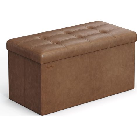 SONGMICS Cassapanca, Pouf Contenitore, Poggiapiedi Pieghevole da 38 x 76 x 38 cm, Ottomano, Regge fino a 300 kg, per Soggiorno, Camera da Letto, Entrata, Marrone Caffè LSF040K11 (1/5)