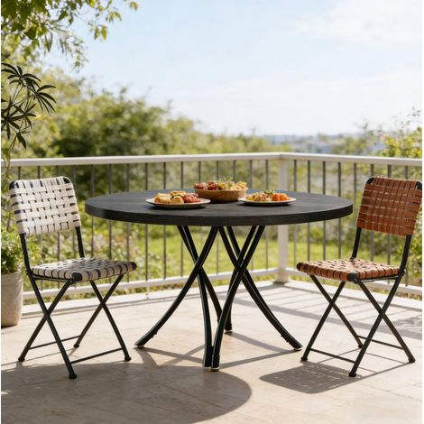 Runder Esstisch 120 cm schwarz Holz für 4-6 Personen OKMYHOME (1/5)