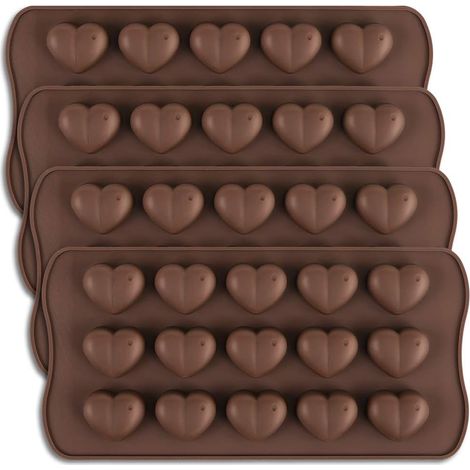 Lot de 4 moules à Chocolat en Forme de cœur à 15 cavités en Silicone pour la Saint-Valentin (1/5)