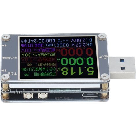 Testeur de puissance USB : moniteur de courant et de tension, voltmètre, ampèremètre, chargeur, testeur de puissance, testeur de capacité de batterie PD (1/5)