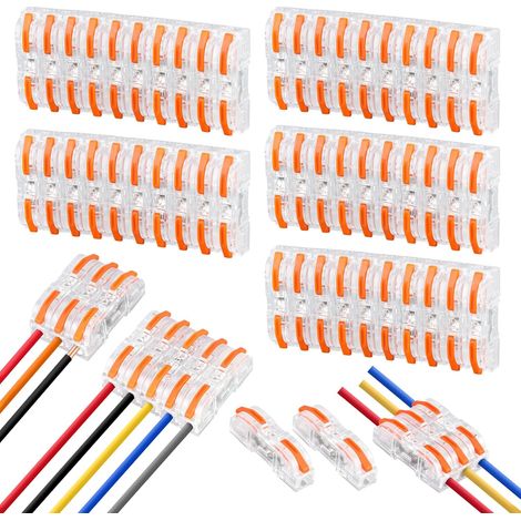 50 Pieces Electric Connector, Electrical Connector with Control Lever Bilateral Conductors, Quick Connecting Electrical Connector for Cables Connecting (1/5)