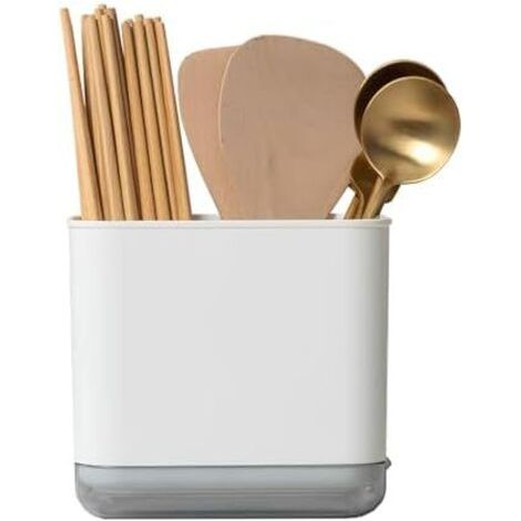 CSPARKV 15x10.2x14cm White Cutlery Drainer, Sponge Holder, Fork and Spoon Rest, Divider, Utensil Holder Organizer, For Storing Knives, Forks and Spoons