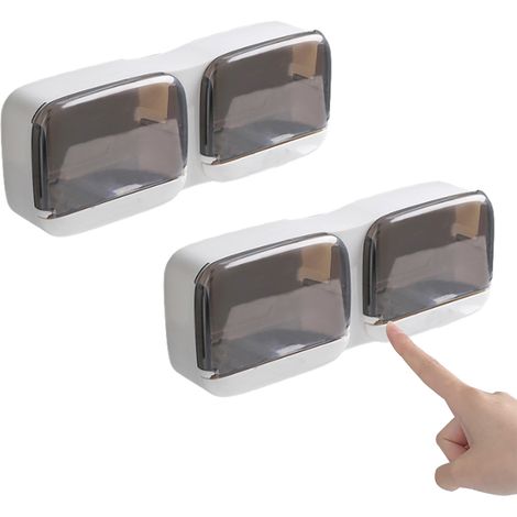 4 porte-savons muraux double grille avec évacuation, pour douche salle de bain cuisine (1/5)
