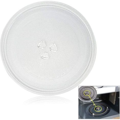 Plato de repuesto para horno microondas - Duradero - Universal - Cristal - Con 3 fijaciones - Para hornos microondas - 245 mm - Fei Yu (1/5)