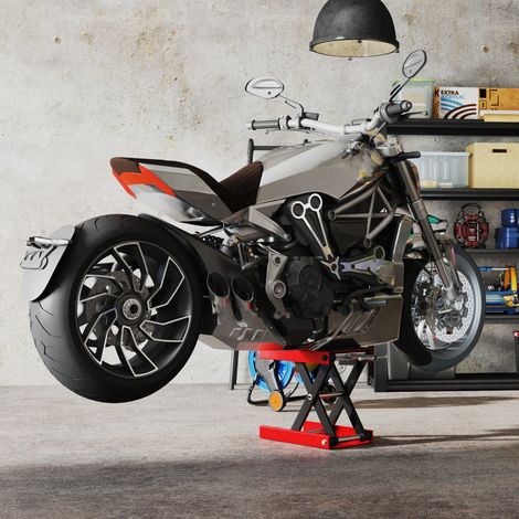 Plateforme élévatrice à ciseaux, capacité de charge de 500 kg, hauteur réglable de 10 à 37 cm, support pour moto ou vélo (stationnement ou réparation), atelier/garage, 41,5 x 23,5 x 10-37 cm, noir et