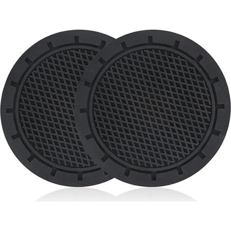 Lntyq Set mit 2 universellen Auto-Getränkehalter-Untersetzern, rutschfest, schwarz, 7 cm (1/5)