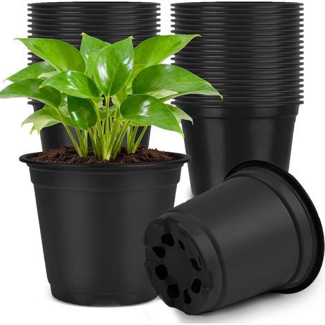 50 x 15 cm Plastic Plant Pots for Seedlings, Outdoor Plant, Potting Pot, Buckets for Seedling Tomatoes, Black (1/5)
